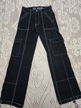 VIP Black Jeans with White Contrast Stitching